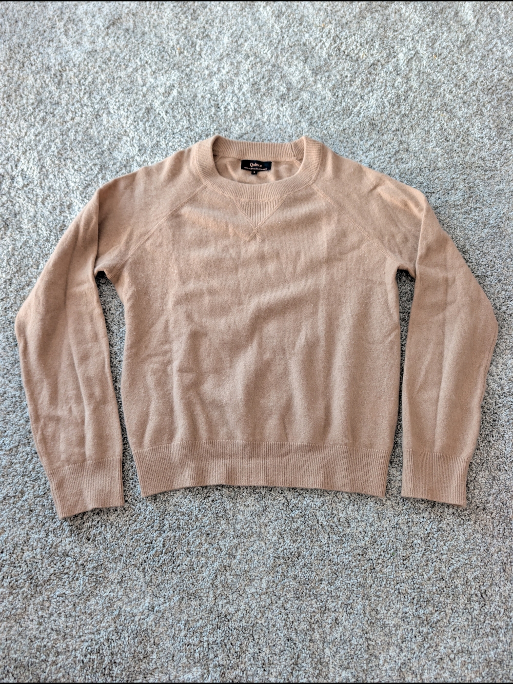 Quince NWOT 100% Mongolian Cashmere Shrunken Sweatshirt Small Tan Brown Teak